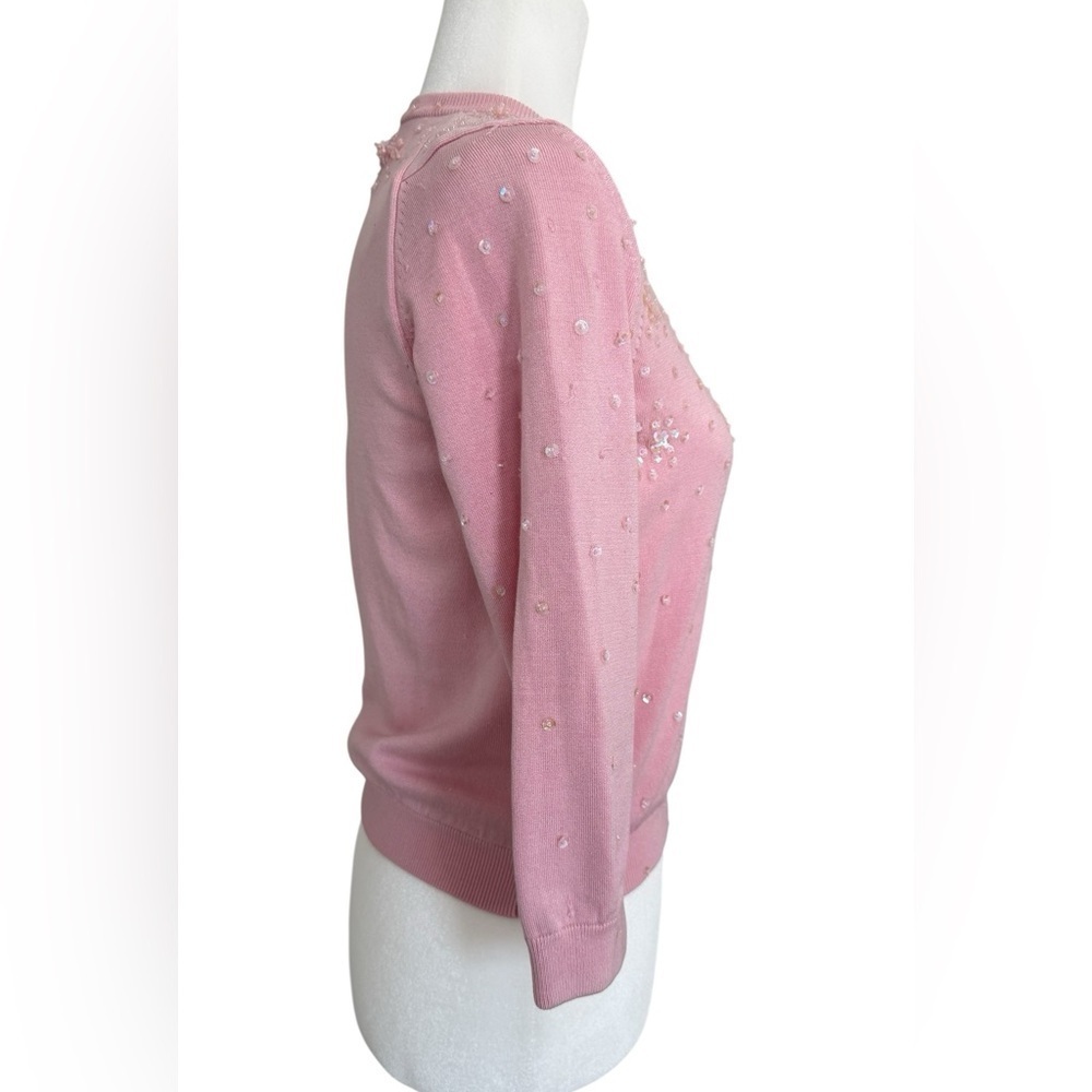 INC International Concepts Silk Blend Pink Sequin Beaded Cardigan Women’s Size S - Picture 2 of 13